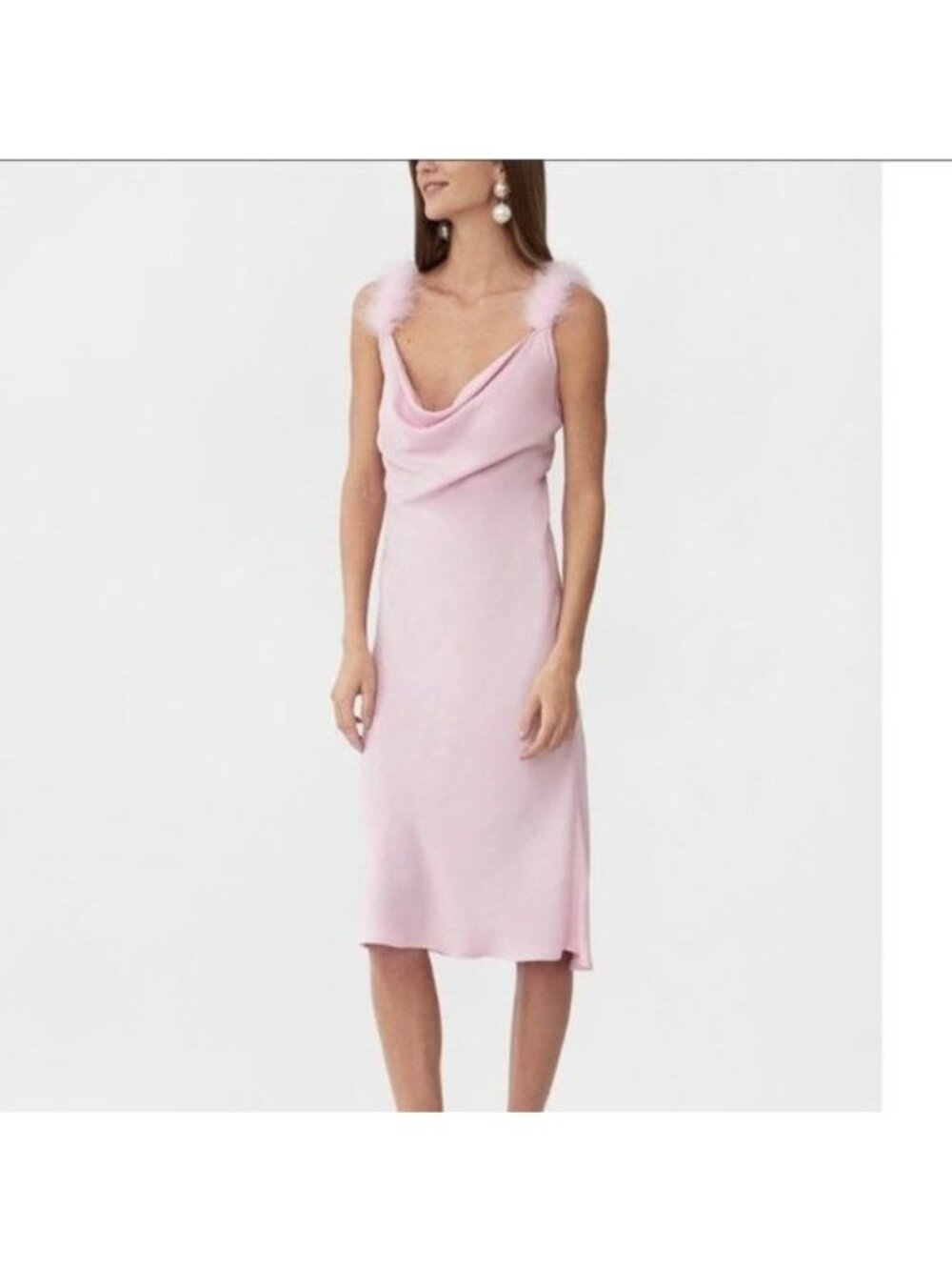 Sleeper “voulez Vous Dancer?” Dress Pink Midi Fuzzy Straps Biased